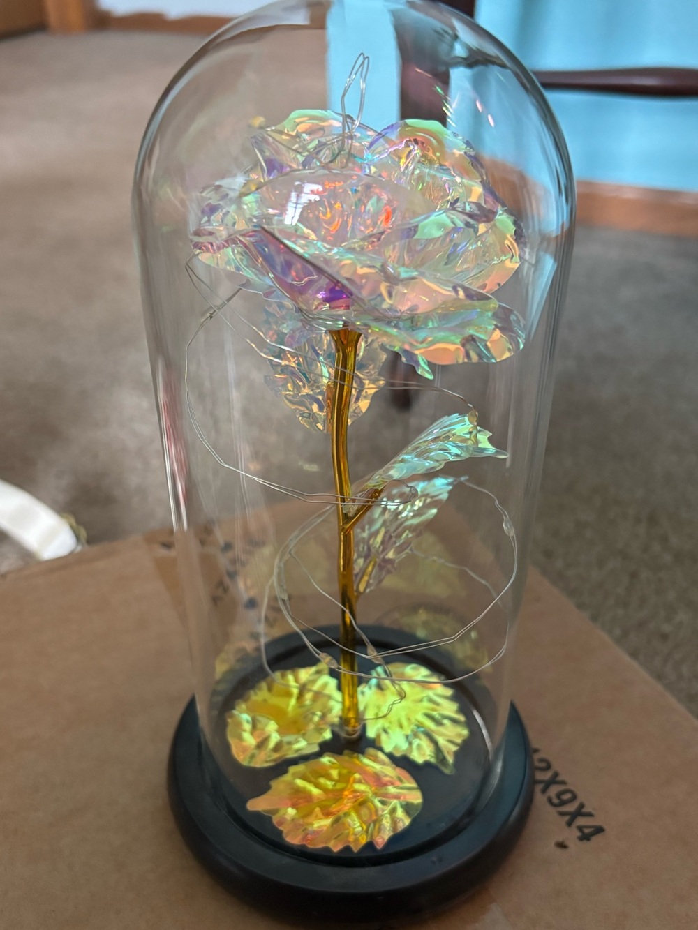 Iridescent LED Rose Dome - Home Art Decor